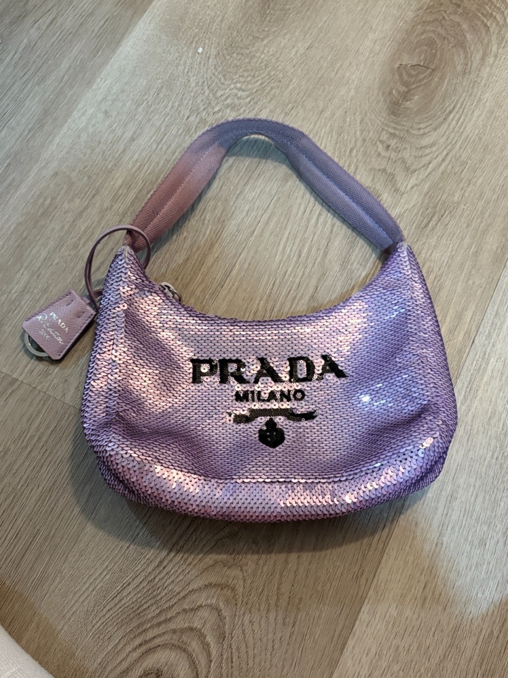 Authentic Prada Lavender Nylon Re- edition Sequin Shoulder Bag